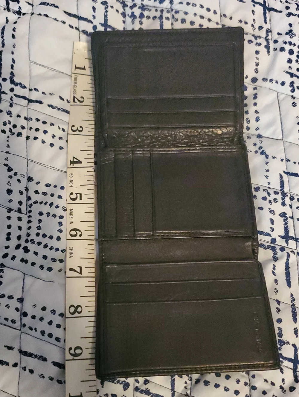 Vintage Black Leather Slim Trifold Wallet